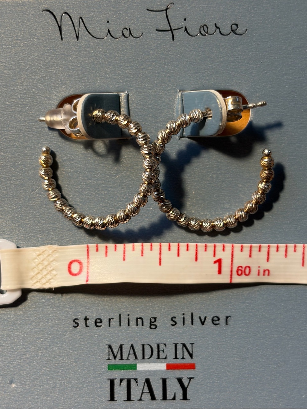 Mia Fiore 925 Sterling Silver Textured Hoop Earrings NIB - Picture 4 of 5